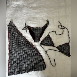 Black and White Plaid Bikini Set